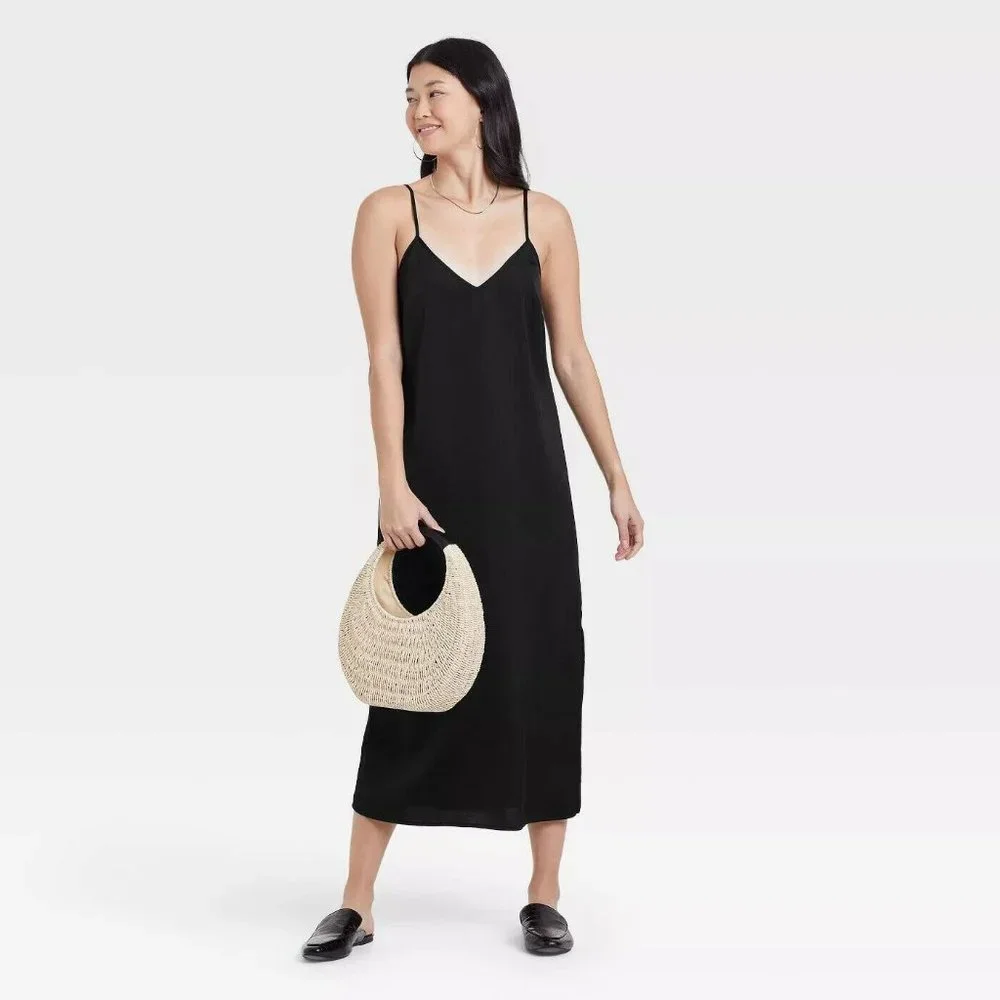 Women's Black Slip Dress Size XS - Picture 1 of 7